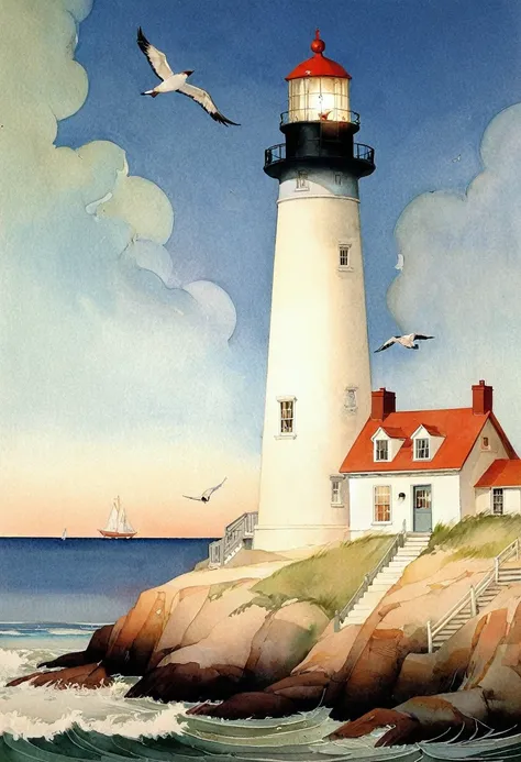 Lighthouse, by Jeanne Mammen.
best quality, masterpiece, intricate details, ultra-detailed