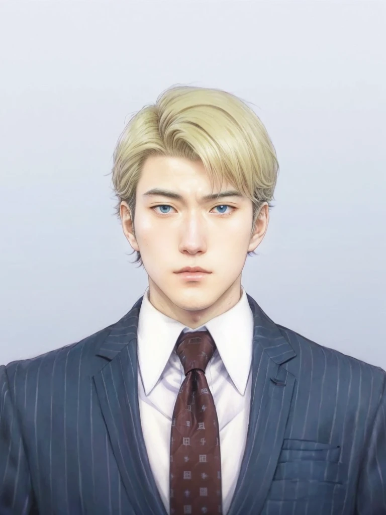 a close-up of a man in a suit and tie, HANDSOME ANIME MAN, kentaro miura manga art style, Kentaro Miura manga style, Joe Biden as an anime villain, miura kentaro style, Toru Furuya, Kentaro Miura Style, anime joe biden, Tall anime guy with blue eyes, Kenta...