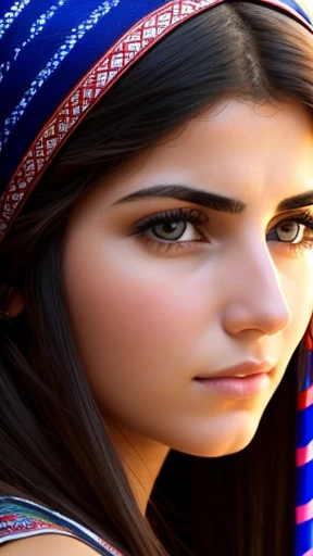 A beautiful Judaean woman with focus on her face.