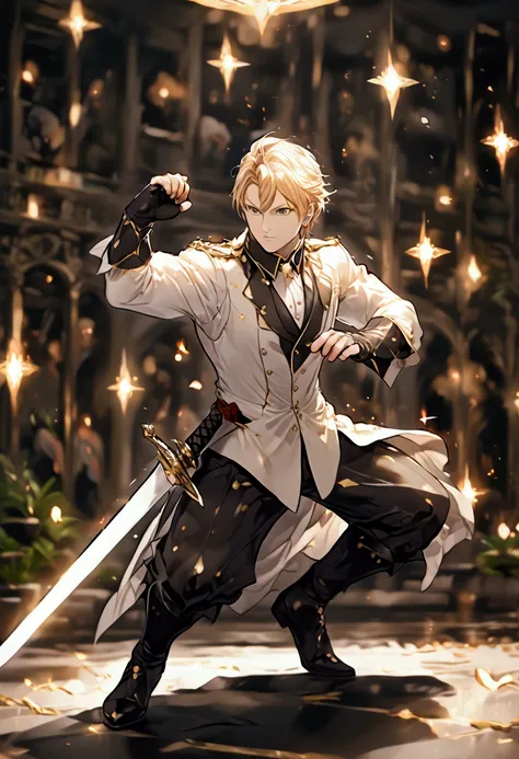 Reinhard, 1boy, handsome, holding_sword, figthing pose, dynamic pose