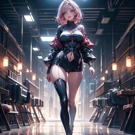 full body Waifu beautiful detailed eyes, beautiful detailed lips, extremely detailed eyes and face, longeyelashes, 1girl, sensual, young woman, sexy medium / large breasts, beautiful feminine face, nice sexy thighs, slim, sexy, erotic, beautiful clothes, p...