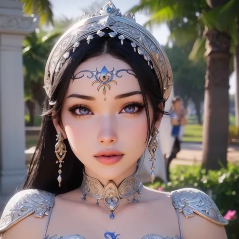 1girl, Jasmine from Disneys Aladdin, beautiful detailed eyes, beautiful detailed lips, extremely detailed face, long eyelashes, princess dress, in palace gardens, admiring moonlight, (best quality,4k,8k,highres,masterpiece:1.2),ultra-detailed,(realistic,ph...