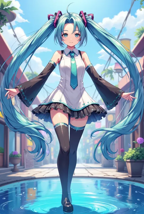 (masterpiece、best quality、best quality、official art、beautiful and beautiful:1.2)、(one person:1.3)hatsune miku、twin tails,beautif...