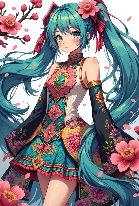 (masterpiece、best quality、best quality、official art、beautiful and beautiful:1.2)、(one person:1.3)hatsune miku、twin tails,beautif...