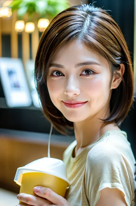 ((White Wine)),((Wine Glasses)),(Realistic, 超Realistic:1.4), 16K HDR, High resolution,((White Wine)),((Wine Glasses)),Happy smile、short hair,The best smile、Japanese actress,so beautiful(It looks like the real thing),dress、Slim couple、Model Couple、(Realisti...