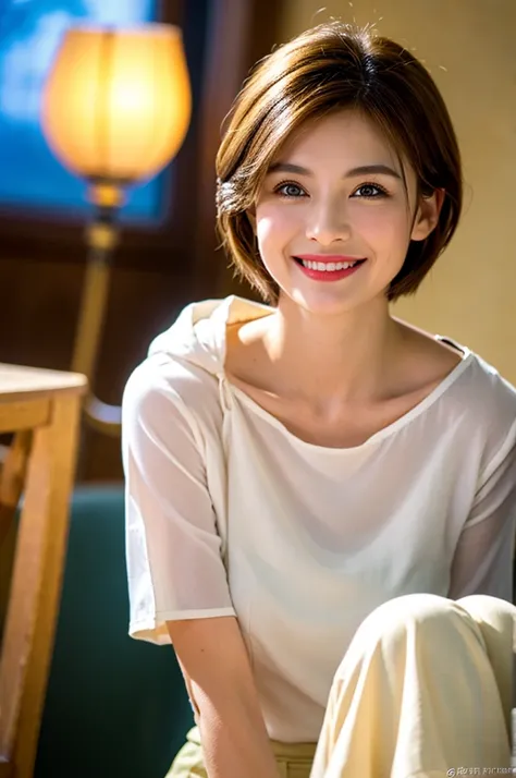 ((White Wine)),((Wine Glasses)),(Realistic, 超Realistic:1.4), 16K HDR, High resolution,((White Wine)),((Wine Glasses)),Happy smile、short hair,The best smile、Japanese actress,so beautiful(It looks like the real thing),dress、Slim couple、Model Couple、(Realisti...