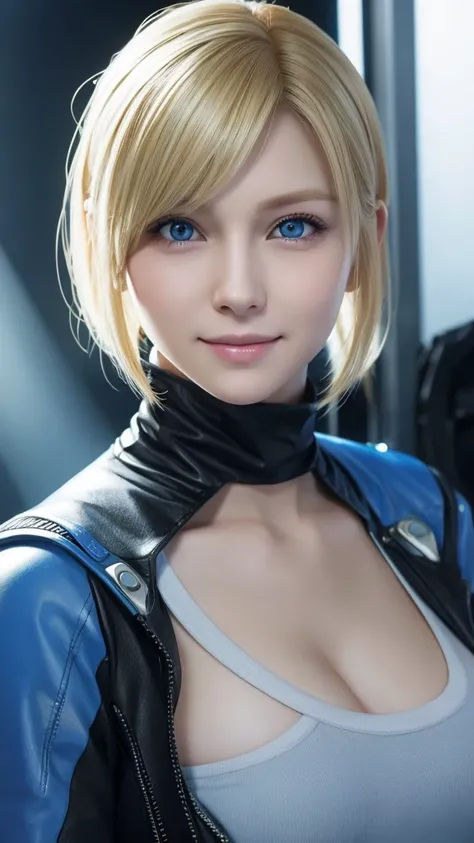 blonde、blue eyes、smile、Similar to Ada from Biohazard、Similar to Ada from Biohazard、Ada Wong lookalike、No background、No background、