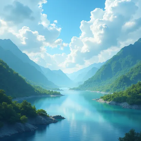 (masterpiece:1.2,Highest quality,Ultra-high resolution,Very detailed,Realistic,RAW Photos:1.2,Elaborate photos),8k,wallpaper,(Ray Tracing),Japan,(Majestic river,Beautiful water surface,Diffuse reflection of light),A photo that embodies the flow of clouds a...