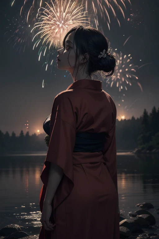 Commemorative photo,yukata,(Overlooking),(Strong Shadows:1.3),water vapor,(Horror Style),(curse:1.3),(soul:1.3),(ultra Realistic 8k cg, RAW Photos, Best Quality, masterpiece:1.2),High definition raw color photos,Professional photos,(Realistic, photo-Realis...