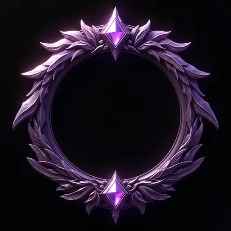 circular frame1.7， icon， Game round avatar frame， Diamd decoration、Wing， Black background，Amethyst、High Polished、Super detailed，Hollow in the middle，--niji5 --q2 --seed 2472872860