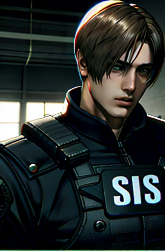 leon s. kennedy has a beautiful body, swat clothing, handsome and cool young man, slim and muscular,