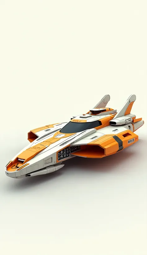 Private Battleship、Quad Gyro、 concept,Off-white and orange body color 、Can accommodate 10 passengers、Large, Conceptual Art, Digital Art,White background