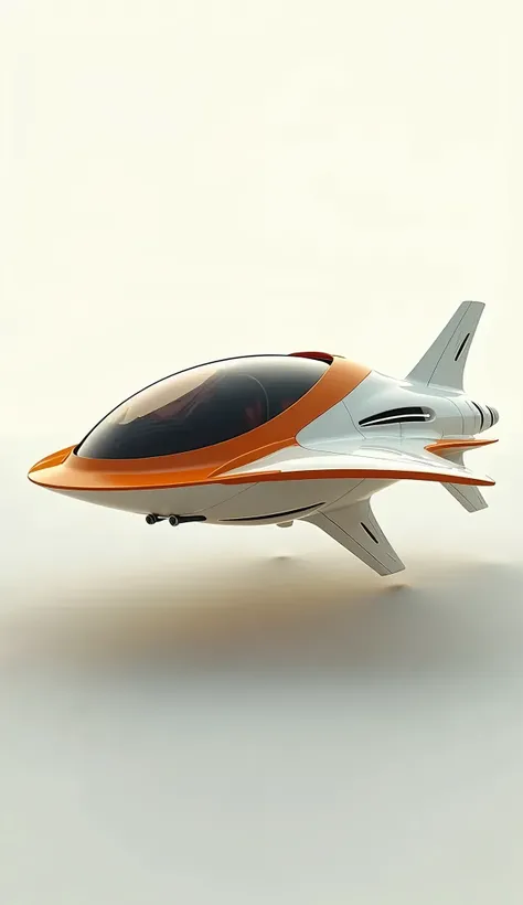 Private UFO、Quad Gyro、 concept,Off-white and orange body color 、Can accommodate 10 passengers、Large, Conceptual Art, Digital Art,White background