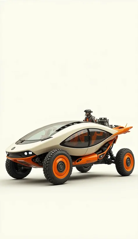 Private multi-legged transport、Quad Gyro、 concept,Off-white and orange body color 、Can accommodate 10 passengers、Large, Conceptual Art, Digital Art,White background