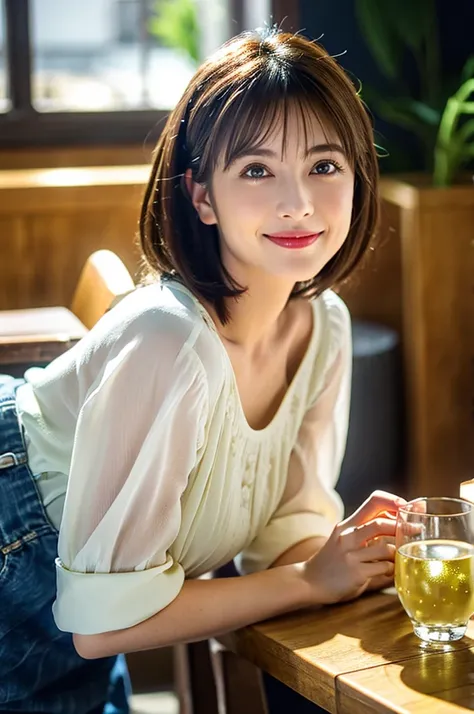 ((White Wine)),((Wine Glasses)),(Realistic, 超Realistic:1.4), 16K HDR, High resolution,((White Wine)),((Wine Glasses)),Happy smile、short hair,The best smile、Japanese actress,so beautiful(It looks like the real thing),dress、Slim couple、Model Couple、(Realisti...