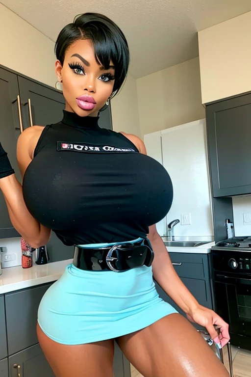 Black Barbie porn actress. hyperrealism. realistic textures. Work of art. high definition. 8K. DETAILED. perfect skin. perfect body. perfect arms. perfect hands. perfect legs. perfect ass. autophoto. Sexy and busty teen. Big Green eyes. Short hair cut. hap...