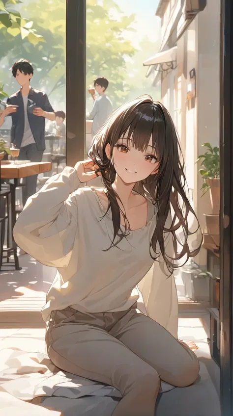 One Girl、A seductive gaze、Shiny Hair、Casual clothing、A slightly fearless smile、Flexible Pose、Healthy Skin、Small breasts、Play with your hair with your fingertips、Attractive expression BREAK Bright light、(An engaging atmosphere):1.3、Soft Shadows、Lively tones...