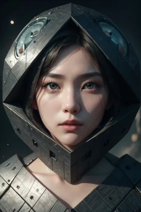 (High quality), (masterpiece), (detailed), 8K, Hyper-realistic illustration of a Japanese girl, donning a futuristic and modern interpretation of baobhan sith attire. The upper body portrait showcases innovative fabrics and cybernetic enhancements. Her int...