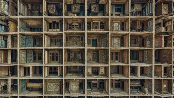 Autostereogram, stereogram, ruins, Aerial photography, Autostereogram, stereogram, 