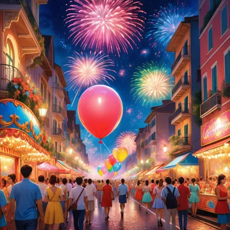 (((Iridescent fireworks sparkling in a starry night, Fireworks of celebration))). The drowsy pink light is perfect for revelry. Pieces of the rainbow overflow the streets. One for you, one for me.

Look!! The parade is coming. Look!! The parade is coming. ...