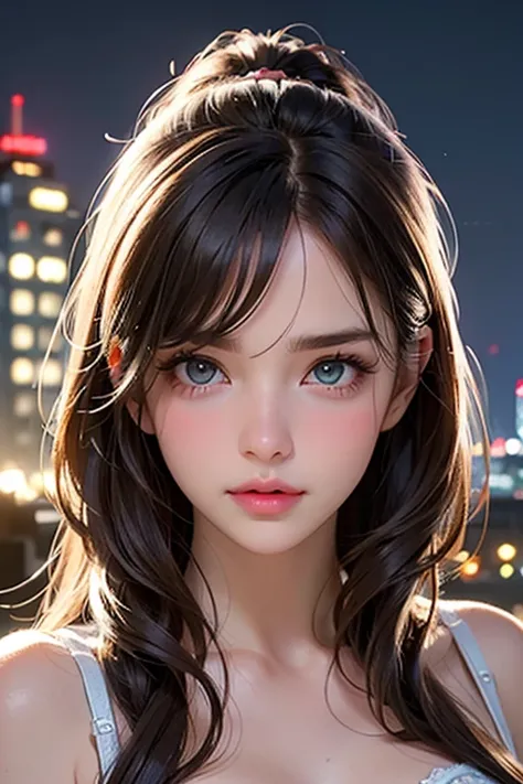 1girl, engineer, robot scientist, double tailed hair, high quality, 8k, Ultra detailed, hdr, studio light, Masterpiece, a standing girl, beautiful face, Focus on your audience, head to feet，bright-brown hair hair, big beautiful green eyes, ((Embarrassed ex...