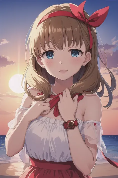 Best Quality,(Detailed face,1.2), Perfect Face, (fine grain:1.2), 
Best Shadow, moving lighting, Smooth Skin, Shiny skin,  
 (Perfect hands, Perfect Anatomy)
Sakuma Eyebrows, One girl, heart, blue eyes, Hairbands, Watch the audience, Red ribbon, frills, sm...