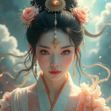 (Best Quality,8k,High resolution,masterpiece:1.2),Super detailed,(Realistic,photoRealistic,photo-Realistic:1.37),Beautiful woman,Xuanwu , Upper Body, Line of sight, Fantasy, Surreal, Dramatic lighting, Vibrant colors, Intricate details, Cinematic compositi...