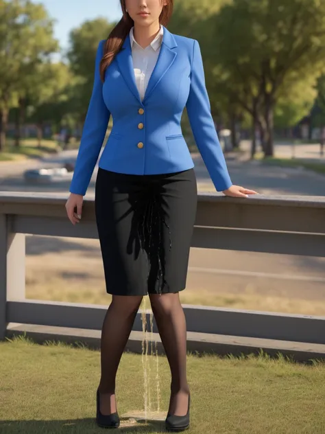 (masutepiece,High quality,16k:1.1),(depth of fields:1.3) ,((front body:1.35)),ukrainian,Woman, ((business suit,black pencil skirt)), tights,huge breasts, voluptuous, thicc, curvy,(Looking at Viewer:1.3),(full body shot:1.2),(Beautiful Morning view of town:...