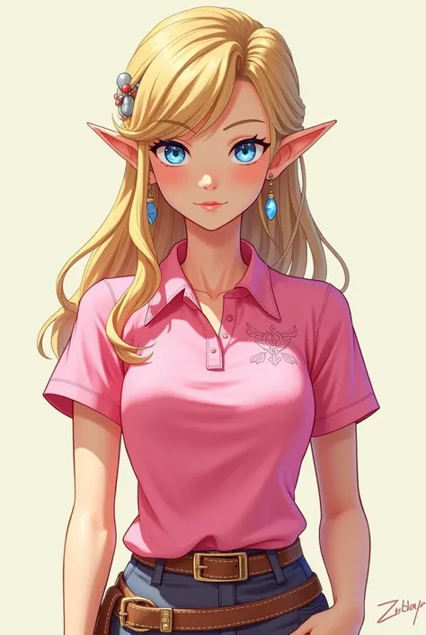 Anime, Princess Zelda wearing a Pink Popped Collar Polo