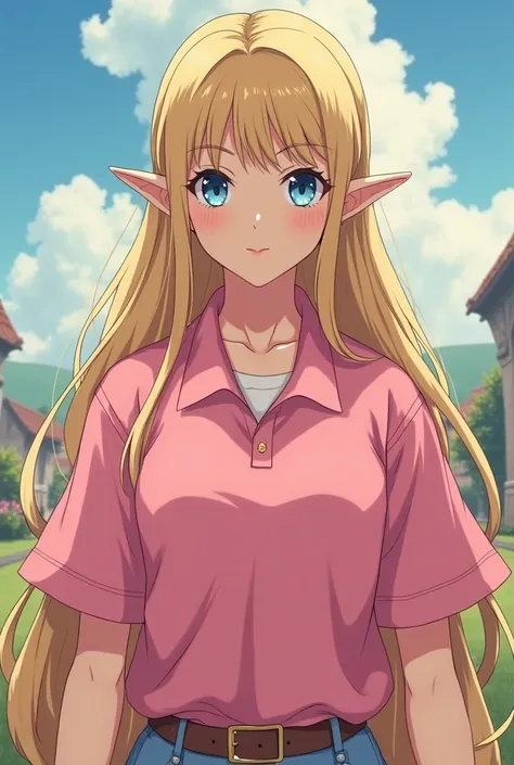 Anime, Princess Zelda wearing a Massive Pink Popped Collar Polo