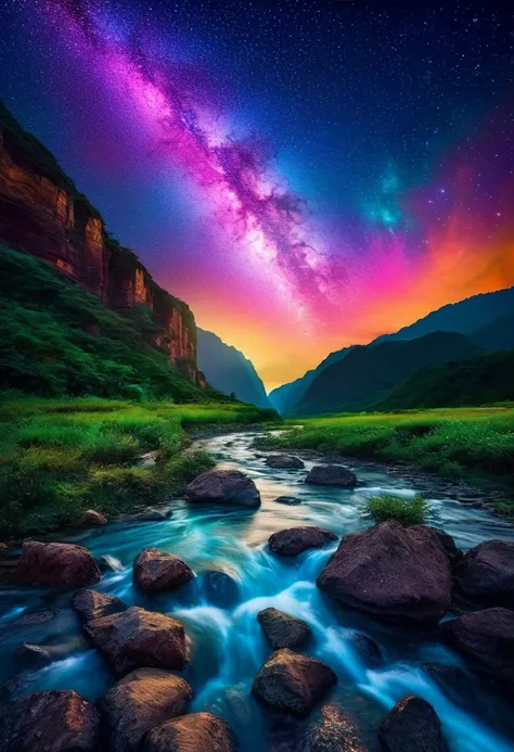 A long river crossed the sky,And many great stars fell here and rotated. The scene was so strange that it is hard to describe.. In addition,The phenomenon of the flying immortals was even more amazing..,colorful,