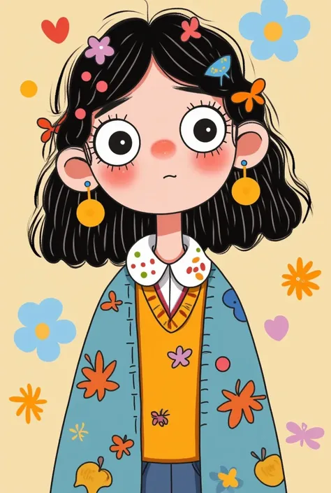 flat wind，vector，childish art cartoon，primary school students in the classroom，,big eyes，cute expressions，bangs，minimalism，blous...