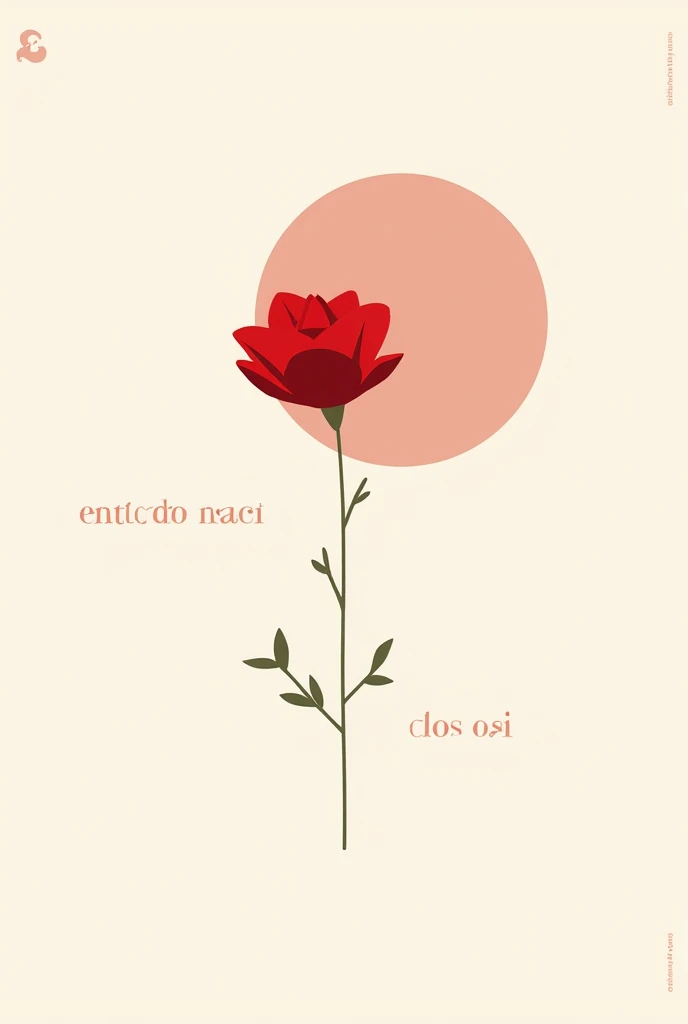 Image with the words ROSA DE SARON in Portuguese and a minimalist style red rose