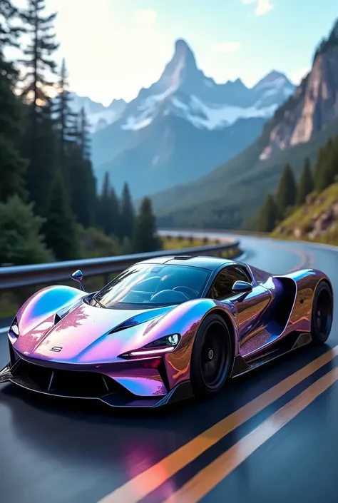 sports car with iridescent paint