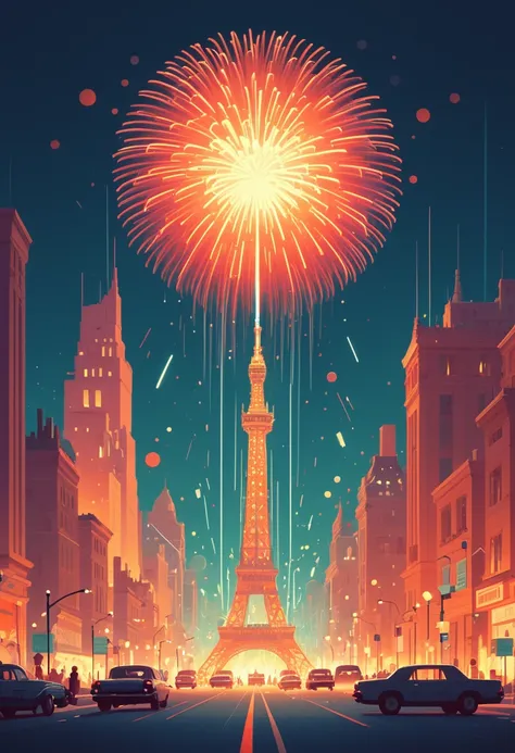 Fireworks, by James Gilleard.
best quality, masterpiece, intricate details, ultra-detailed