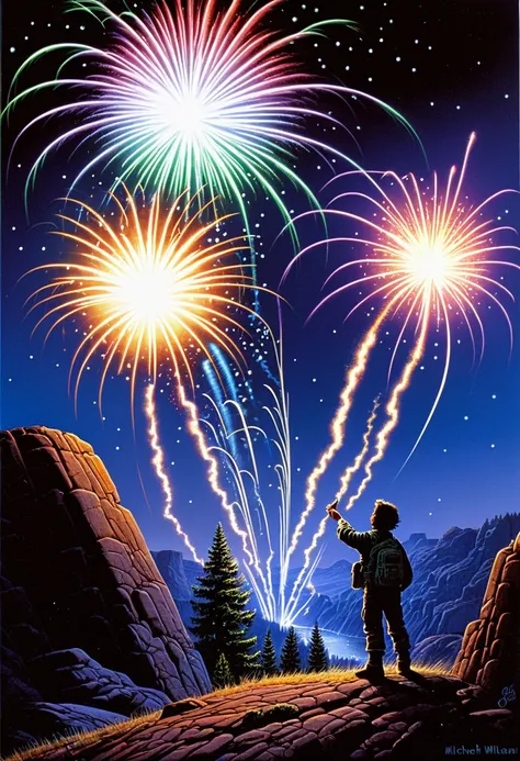 Fireworks, by Michael Whelan.
best quality, masterpiece, intricate details, ultra-detailed