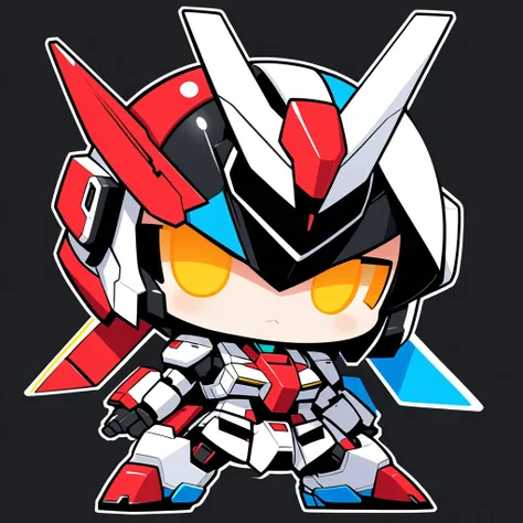 ultra-small deformation, Chibi Cute, Gundam, solo, full body, High contrast and vivid color