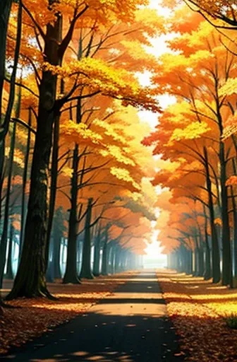 ((Best Quality)),landscape、No people、orange、autumn、forest、nature、