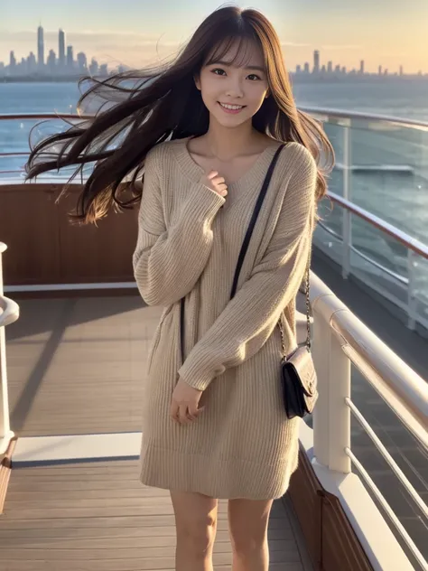 Full Body Shot, (Autumn Travel)
break, 
(Outfit for a walking date:1.2), 
break, 
(View your viewers), Japanese female university student, (One Woman:1.2), She is very beautiful, Glowing Skin, Perfect Face, Cute and symmetrical face, Slender figure, 
break...