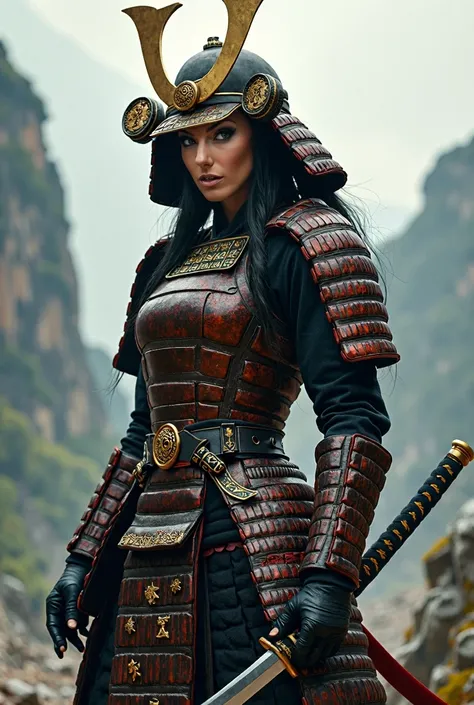 full-body shot of Alexa Bliss as a samurai. 