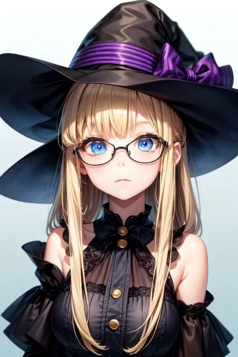  extremely cute eleven year old , shoulder length blonde hair , large expressive light blue eyes , prescription glasses , Halloween inspired costumes , upper body , HEAD ON