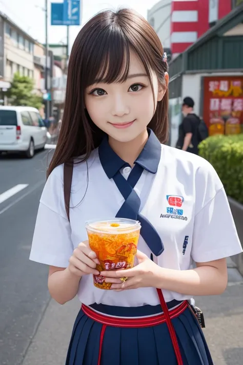 High quality masterpiece, 8k, , Japanese Girls, RAW Photos, Absurd, Winner portrait smile face, 笑face, Alone, Uniform, Summer Clothes Idol&#39;face, violet, Gardenia, Delicate girl, Long black hair, Dark Eyes, Upper body digital SLR, Observe the audience, ...