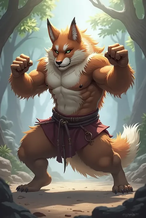 social game, unit illustration, fighting pose, fantasy, 1boy, solo, furry, kemono, detailed body fur, full body,