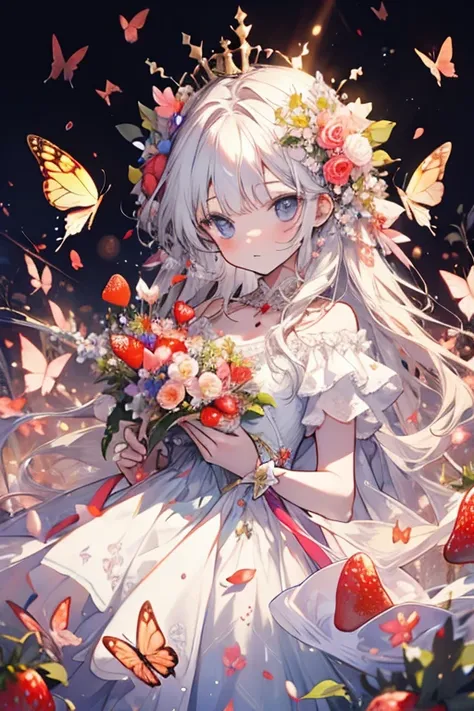 Princess of Flowers, Strawberries and Butterflies