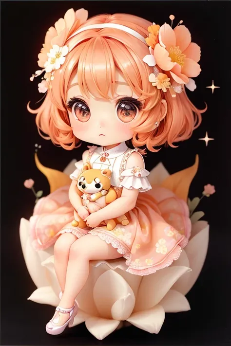 Chibi、amber、Luxury Fabric、cute、Big eyes、cuteドレス、Best Quality、Ultra delicate、Floral、cuteセーラーカラーのドレス