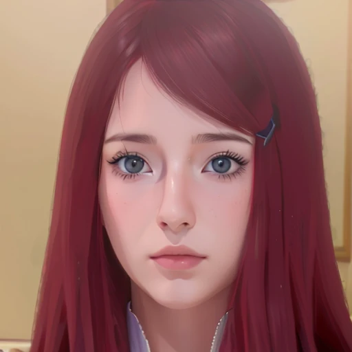 A young woman ,asian appearance(perfecta),(beautiful,elegant,maternal), Northern European Half(beautiful), Red hair, slightly violet eyes, Japanese clothing, rostro(beautiful),DETAILED, realistic, masterpiece, 8k pixels,The best quality, Red hair ultra DET...