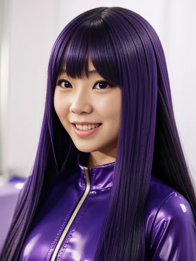 live-action　Snake monster　　His mouth is wide open and his teeth are like snake fangs.　Multiple people　whole body　Hairstyle: Long straight hair　髪の色Purple　Girls　Rubber Suit　Purple　Enamel costume　Japanese