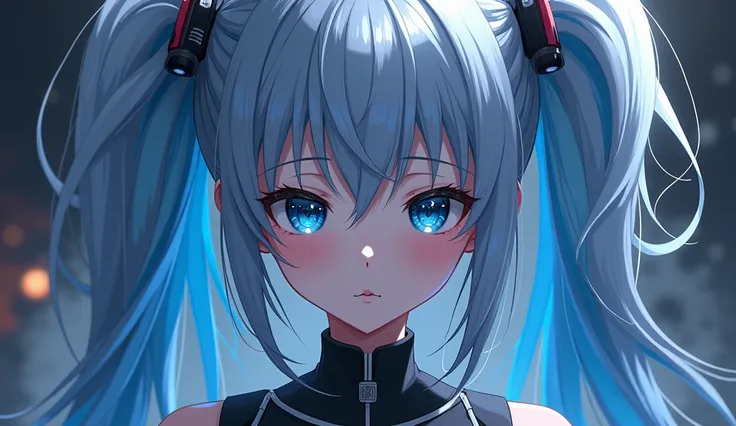 One girl, Long Hair, blue eyes, ponytail, Gray Hair,Anime illustration,Rubber Suit