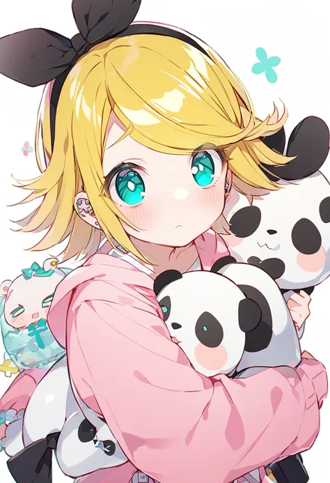 1 girl, solo, kagamine rin, yellow hair,  short hair, light aqua eyes, big black ribbon, round eyes, shy, aqua goshic loliita, p...