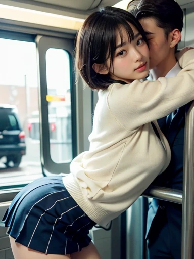 ((Men and women having sex on a crowded train)), (Doggish sex), a man who puts a penis in a girls vagina from behind, sex, standing sex from back, (A fat middle-aged man in a jersey hugging a girl with a sweaty shirt from behind), a sweaty girl, a man grab...